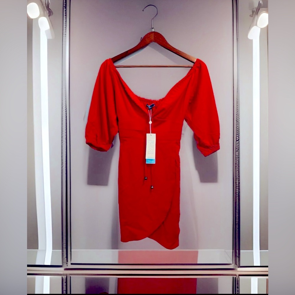 NWT SHORE Naples Mini Dress 🍂 Autumn Fall 🍁 Tango Red Sz XS Made in USA 🇺🇸